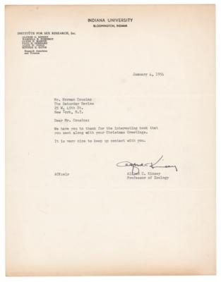 Lot #205 Alfred Kinsey Typed Letter Signed - Image 1