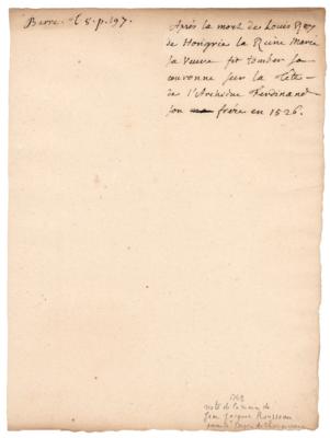 Lot #152 Jean-Jacques Rousseau Handwritten Manuscript Page - Image 1