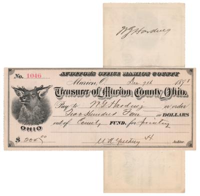 Lot #65 Warren G. Harding Signed Check - Image 1