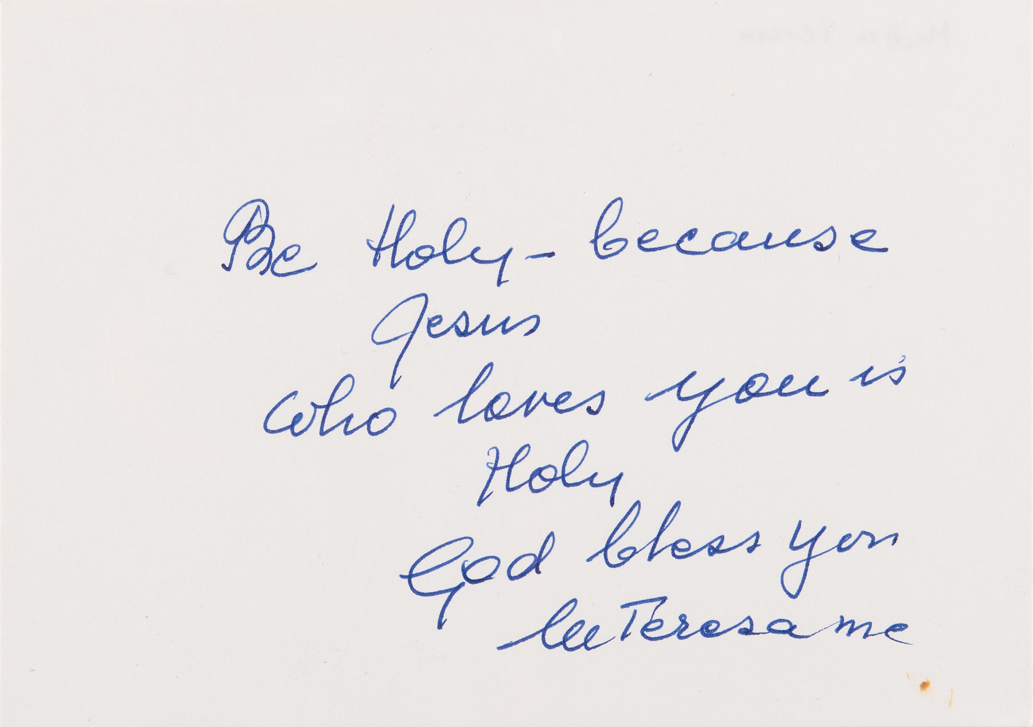 Lot #212 Mother Teresa Autograph Quotation Signed: