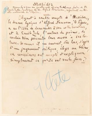 Lot #403 Emile Zola and Alfred Bruneau Autograph Manuscripts Signed - "Messidor" - Image 3