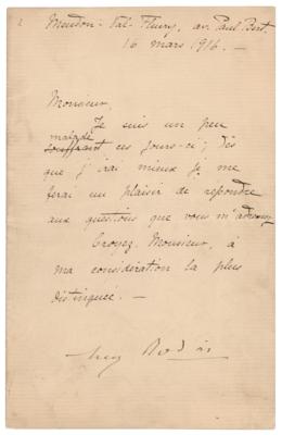 Lot #373 Auguste Rodin Letter Signed