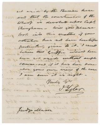 Lot #10 John Tyler Autograph Letter Signed as President to Secretary of the Navy - Image 2