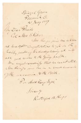 Lot #70 Rutherford B. Hayes Autograph Letter Signed: "For Auld Lang Syne" - Image 1