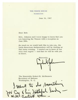 Lot #38 Lyndon B. Johnson Typed Letter Signed as President to Defense Secretary Robert S. McNamara - Image 1