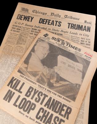 Lot #125 Harry S. Truman: 'Dewey Defeats Truman' Chicago Tribune Newspaper – Complete Issue - Image 1