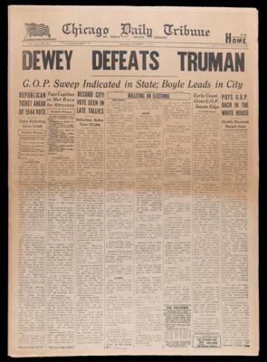 Lot #125 Harry S. Truman: 'Dewey Defeats Truman' Chicago Tribune Newspaper – Complete Issue - Image 2