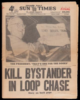 Lot #125 Harry S. Truman: 'Dewey Defeats Truman' Chicago Tribune Newspaper – Complete Issue - Image 3