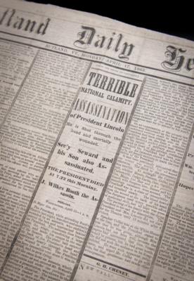 Lot #98 Abraham Lincoln: Rutland Daily Herald from April 17, 1865, with Details on Assassination - Image 1