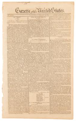 Lot #129 George Washington: Gazette of the United States from December 19, 1789 - Image 1