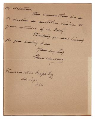 Lot #56 Grover Cleveland Autograph Letter Signed - Image 2