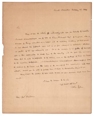 Lot #128 John Tyler Autograph Letter Signed as a Virginia Senator, Sent to Secretary of War James Barbour - Image 1