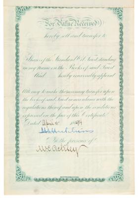 Lot #145 John D. Rockefeller and Henry M. Flagler Signed Stock Certificate for the Standard Oil Trust - Image 2