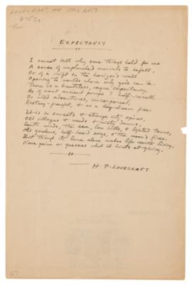 Lot #397 H. P. Lovecraft Original Handwritten Poem