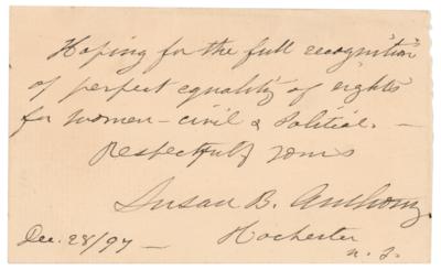 Lot #163 Susan B. Anthony Autograph Quote Signed