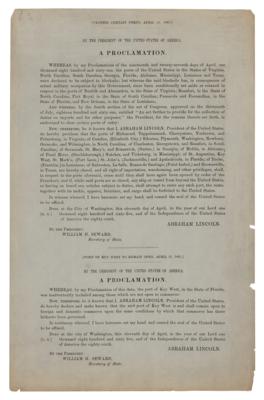 Lot #8 Abraham Lincoln Rare First Printing of Last Presidential Proclamations (April 11, 1865) - Image 1