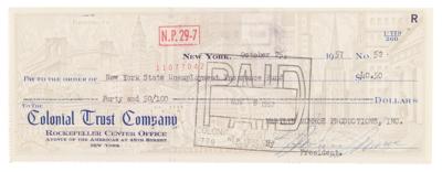 Lot #438 Marilyn Monroe Signed Check (1957) - Marilyn Monroe Productions Pays the New York State Unemployment Insurance Fund - Image 1