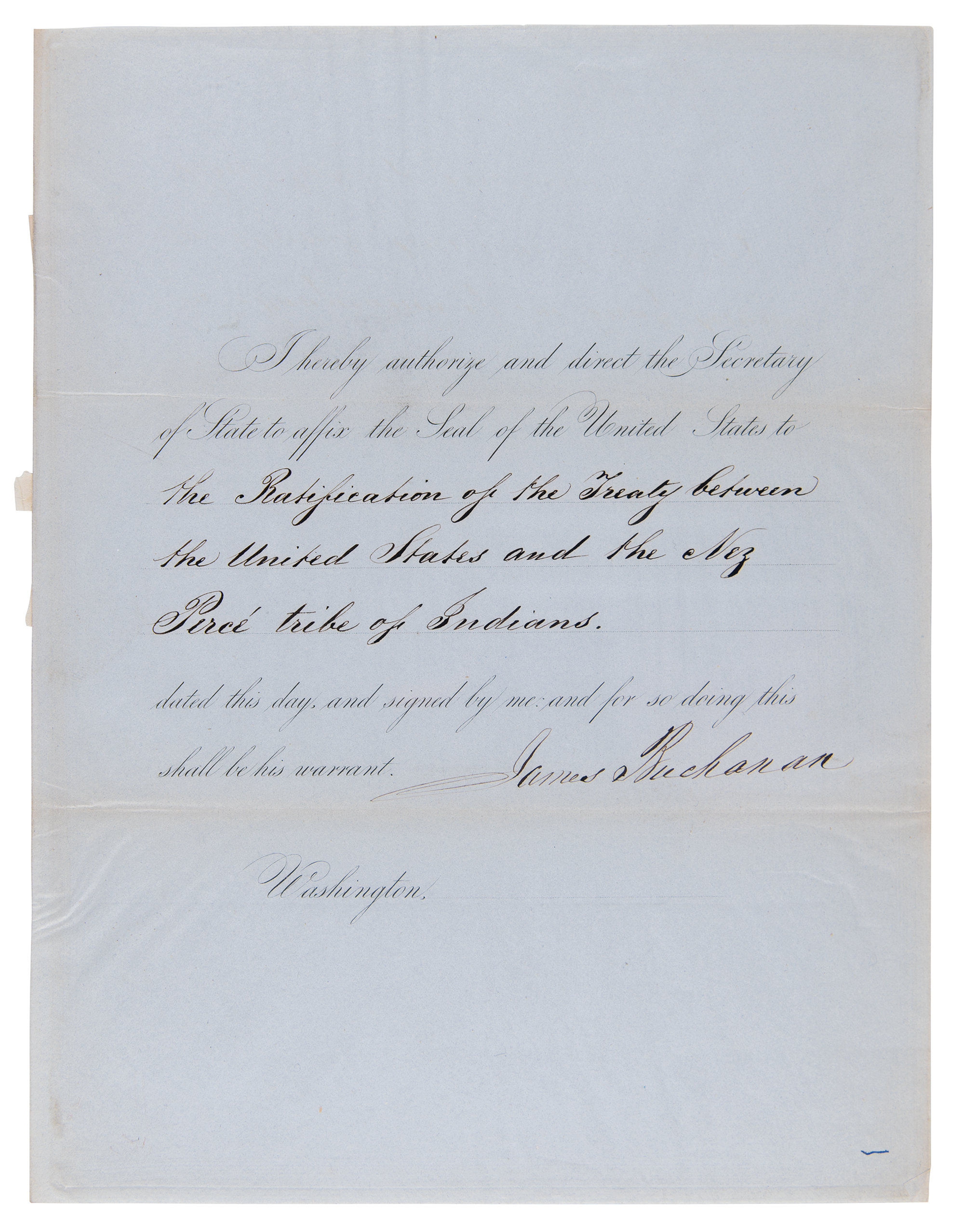 Lot #24 President James Buchanan Ratifies a Treaty with the Nez Perce Tribe - Image 1