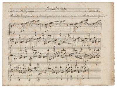 Lot #318 Pietro Mascagni Autograph Musical Manuscript Signed: 'Mesto Ricordo, Notturno per Pianoforte' - Image 2