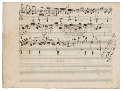 Lot #318 Pietro Mascagni Autograph Musical Manuscript Signed: 'Mesto Ricordo, Notturno per Pianoforte' - Image 5