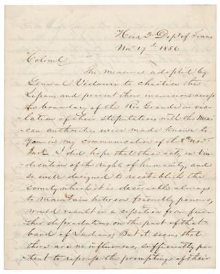 Lot #217 Albert Sidney Johnston Autograph Letter Signed on Patrolling the Frontier, Describing Success in "repelling the attacks of the Indians" - Image 1