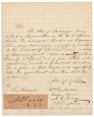 Lot #210 Future Confederate Generals Letter Signed to President Buchanan (1860), with Jefferson Davis Signature - Image 1