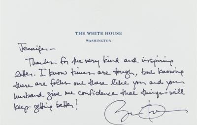 Lot #19 Barack Obama Autograph Letter Signed as President on the Economy: "I know times are tough" - Image 1