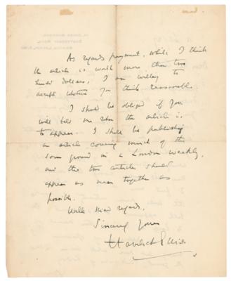 Lot #138 Havelock Ellis Autograph Letter Signed - Image 2
