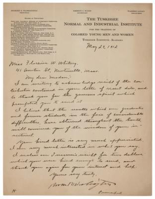 Lot #197 Booker T. Washington Letter Signed on