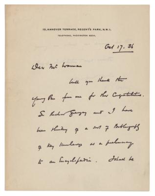 Lot #316 H. G. Wells Autograph Letter Signed