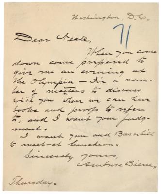 Lot #293 Ambrose Bierce Autograph Letter Signed