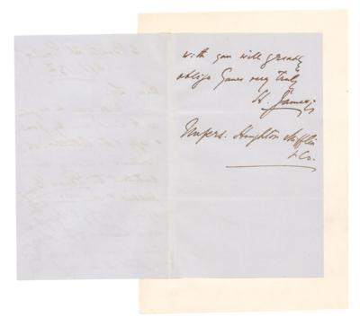 Lot #308 Henry James Autograph Letter Signed on His Short Story 'The Pension Beaurepas' - Image 2