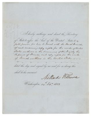 Lot #36 President Millard Fillmore on Copyrights for American and French Authors - Image 1