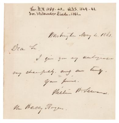 Lot #187 William H. Seward Autograph Letter Signed - Image 1