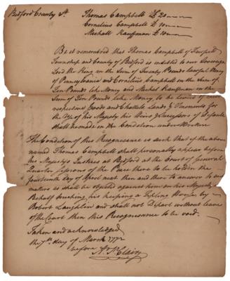 Lot #232 Arthur St. Clair Autograph Document Signed - Image 1