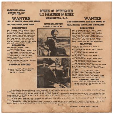 Lot #127 Bonnie and Clyde Original 1934 Wanted