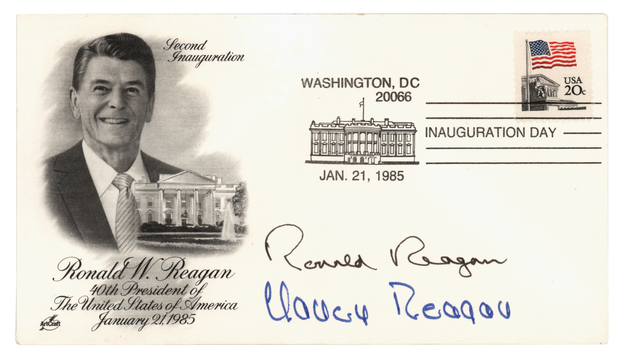Lot #65 Ronald and Nancy Reagan Signed 'Second Inauguration' Cover - Image 1