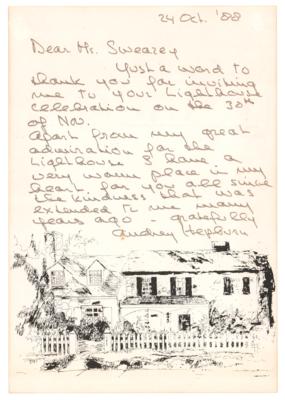 Lot #464 Audrey Hepburn Autograph Letter Signed to New York's Lighthouse for the Blind - Image 1