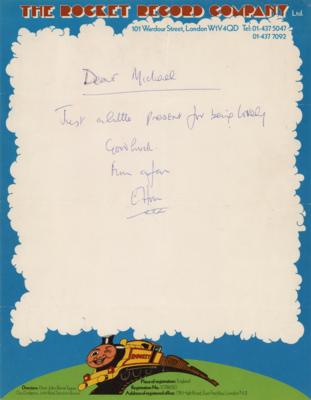 Lot #384 Elton John Autograph Note Signed - Handwritten on Early 'The Rocket Record Company' Letterhead - Image 1