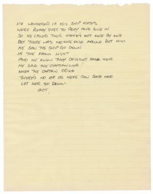 Lot #413 Richard Thompson Partial Handwritten Song Lyrics for 'Let Her Go Down' by Steeleye Span - Image 1