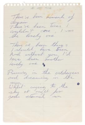 Lot #392 Dave Mason Handwritten Song Lyrics for 'The Lonely One' - Image 1