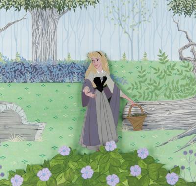 Lot #644 Briar Rose pan production cel with custom hand-painted background from Sleeping Beauty - Image 1