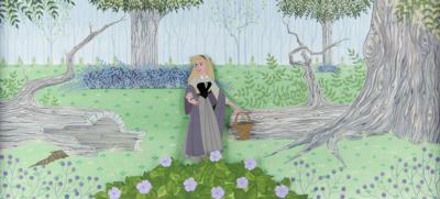 Lot #644 Briar Rose pan production cel with custom hand-painted background from Sleeping Beauty - Image 2