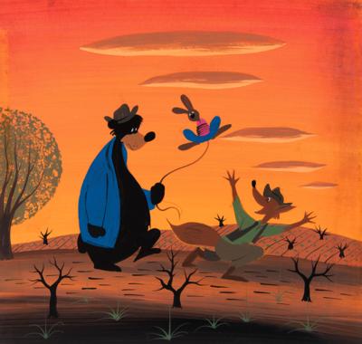 Lot #687 Mary Blair concept painting of Br'er Rabbit, Fox, and Bear from Song of the South - Image 1