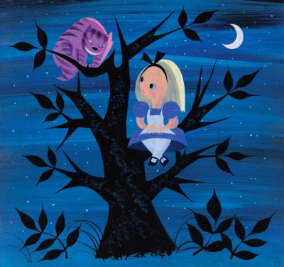 Lot #692 Mary Blair concept painting of Alice and Cheshire Cat from Alice in Wonderland - Image 2