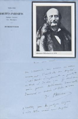 Lot #337 Jacques Offenbach Autograph Letter Signed