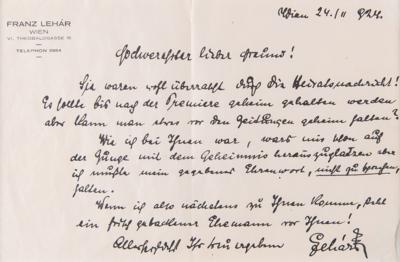 Lot #334 Franz Lehar Autograph Letter Signed - Image 2