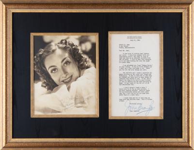 Lot #454 Joan Crawford Signed Photograph and Typed
