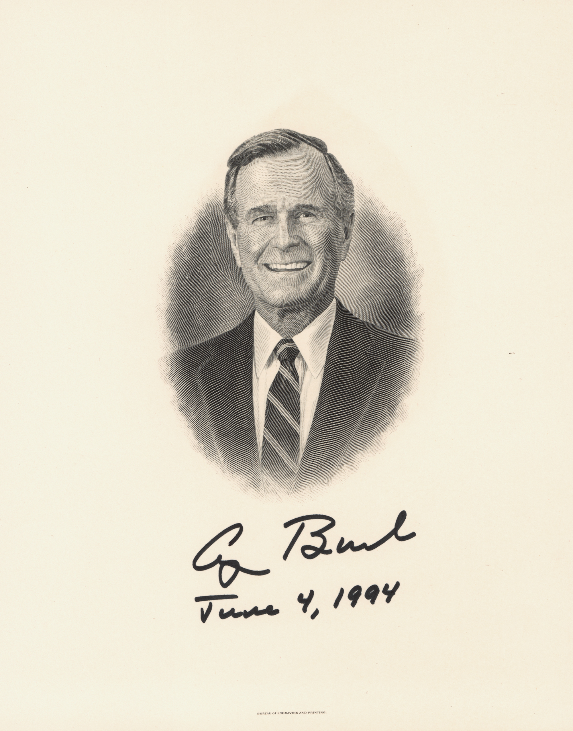 Lot #27 George Bush Signed Engraving - Image 1