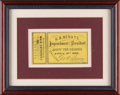 Lot #50 Andrew Johnson Unused US Senate Impeachment Ticket - Image 2